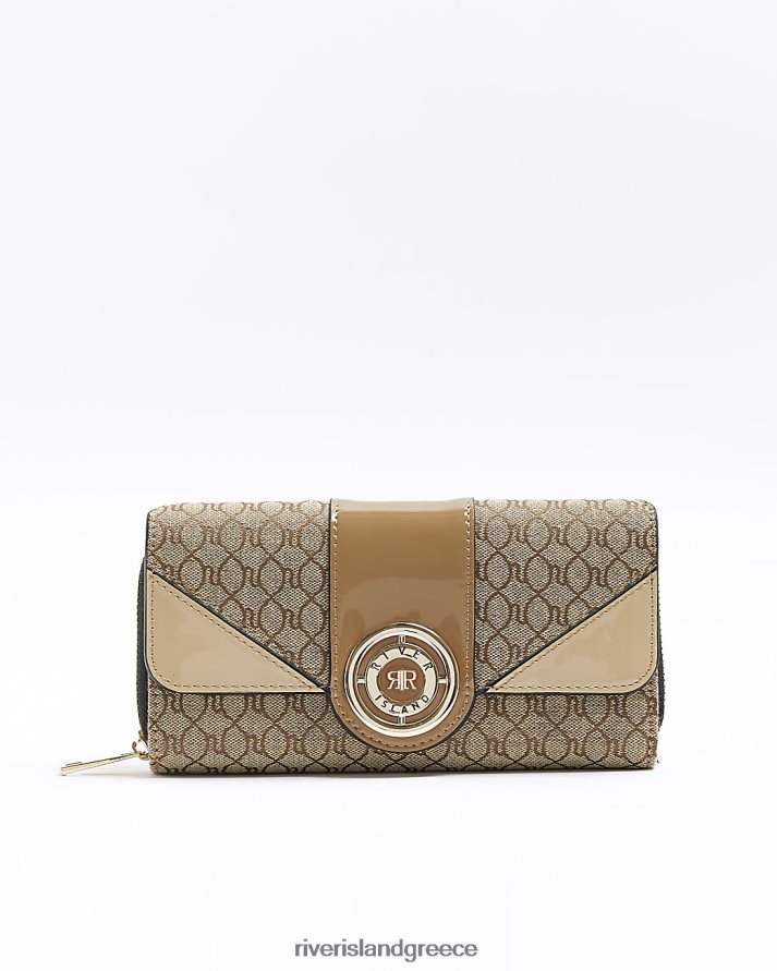 River Island αξεσουάρ καφέ γυναίκες ri μονόγραμμα διπλωμένο πορτοφόλι B6N8X847