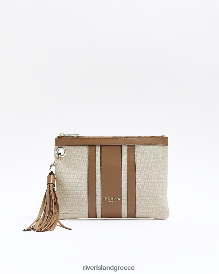 River Island αξεσουάρ κρέμα γυναίκες δερμάτινη τσάντα πουγκί με φούντα B6N8X1462