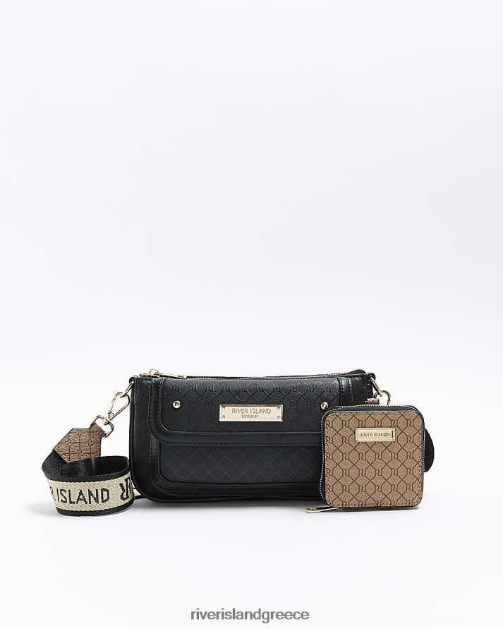 River Island αξεσουάρ μαύρος γυναίκες μονόγραμμα τσάντα πουγκί B6N8X482