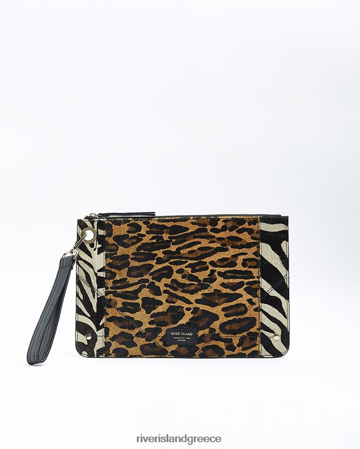River Island αξεσουάρ καφέ γυναίκες δερμάτινη θήκη με animal print B6N8X4689