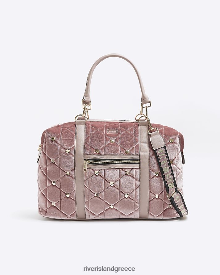 River Island αξεσουάρ ροζ γυναίκες βελούδινη καπιτονέ τσάντα ταξιδιού B6N8X4421