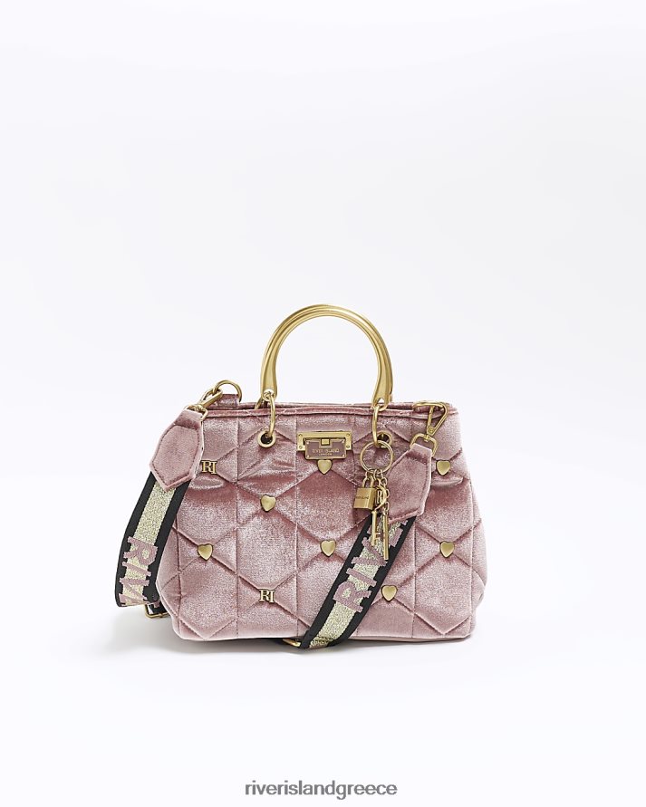 River Island αξεσουάρ ροζ γυναίκες βελούδινη καπιτονέ τσάντα B6N8X212