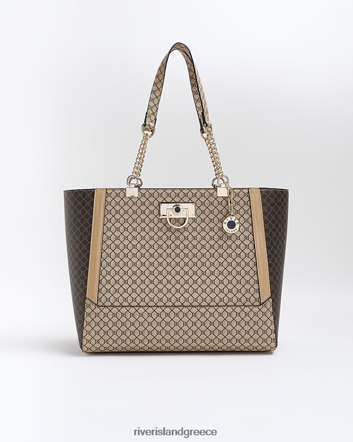 River Island αξεσουάρ καφέ γυναίκες ri monogram tote bag B6N8X3837