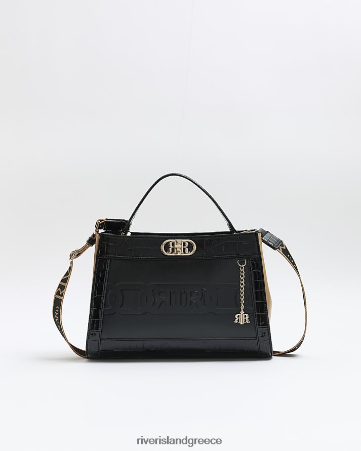 River Island αξεσουάρ μαύρος γυναίκες ανάγλυφη τσάντα ri tote B6N8X1086