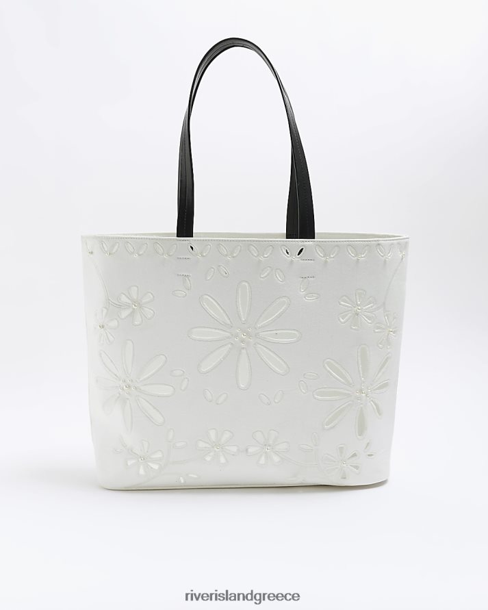 River Island αξεσουάρ άσπρο γυναίκες Τσάντα λουλουδιών κομμένη με λέιζερ B6N8X4511