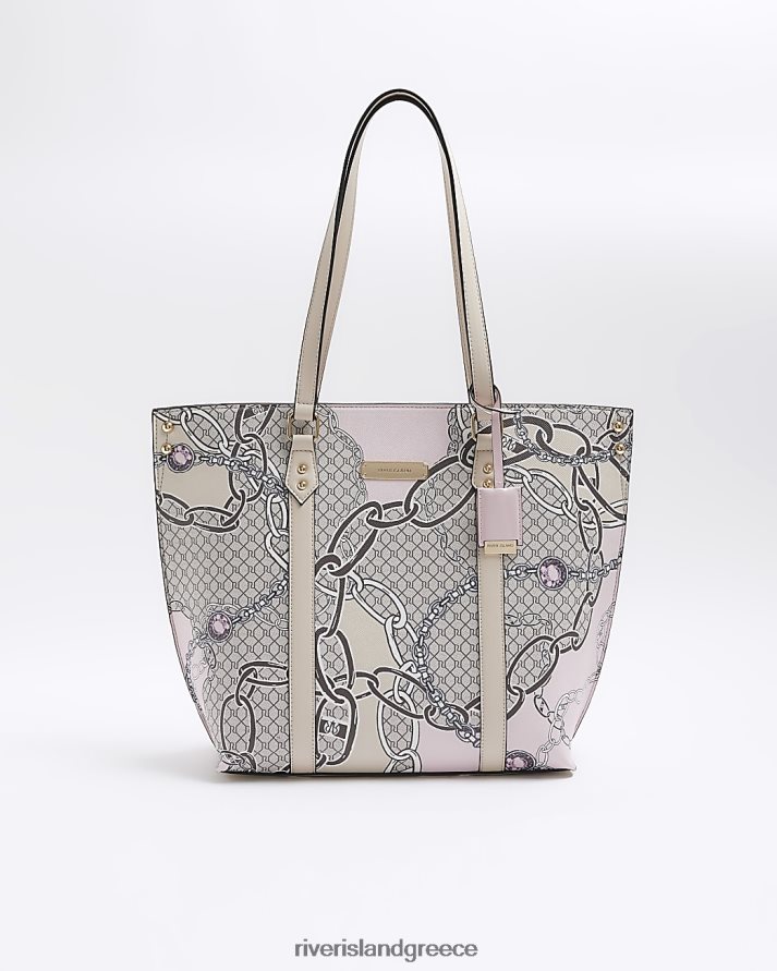 River Island αξεσουάρ μπεζ γυναίκες τσάντα αγορών αλυσίδας μονόγραμμα B6N8X735