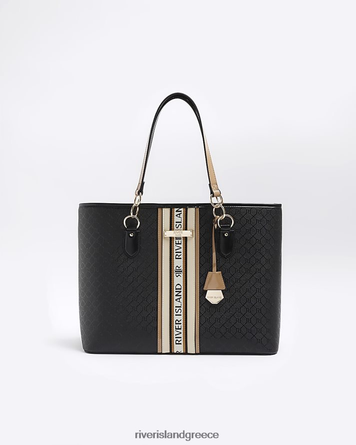River Island αξεσουάρ μαύρος γυναίκες ri μονόγραμμα τσάντα shopper B6N8X3821