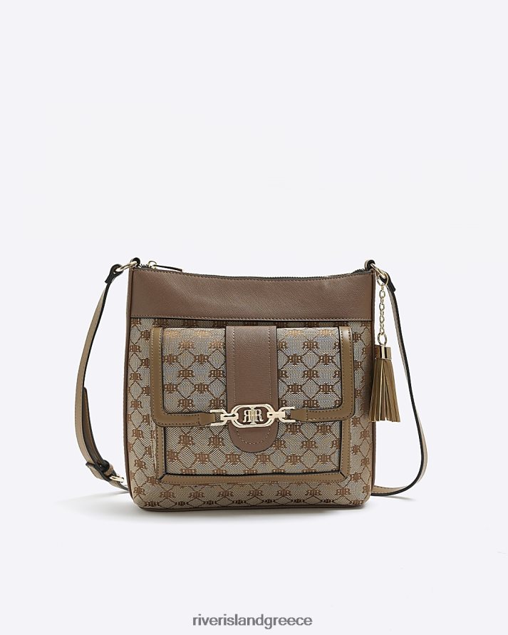 River Island αξεσουάρ καφέ γυναίκες τσάντα χιαστί ζακάρ B6N8X1270