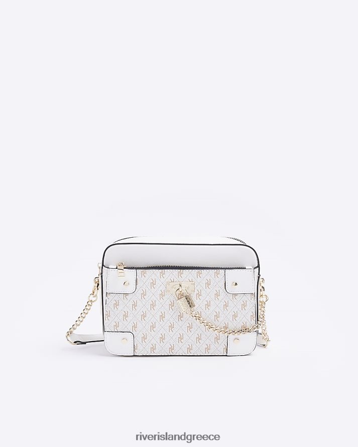 River Island αξεσουάρ άσπρο γυναίκες Τσάντα χιαστί με λουκέτο μονόγραμμα B6N8X1932