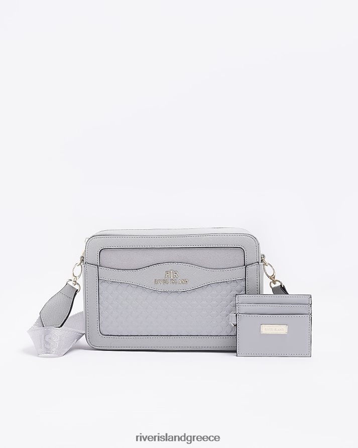 River Island αξεσουάρ γκρί γυναίκες καπιτονέ χιαστί τσάντα B6N8X329