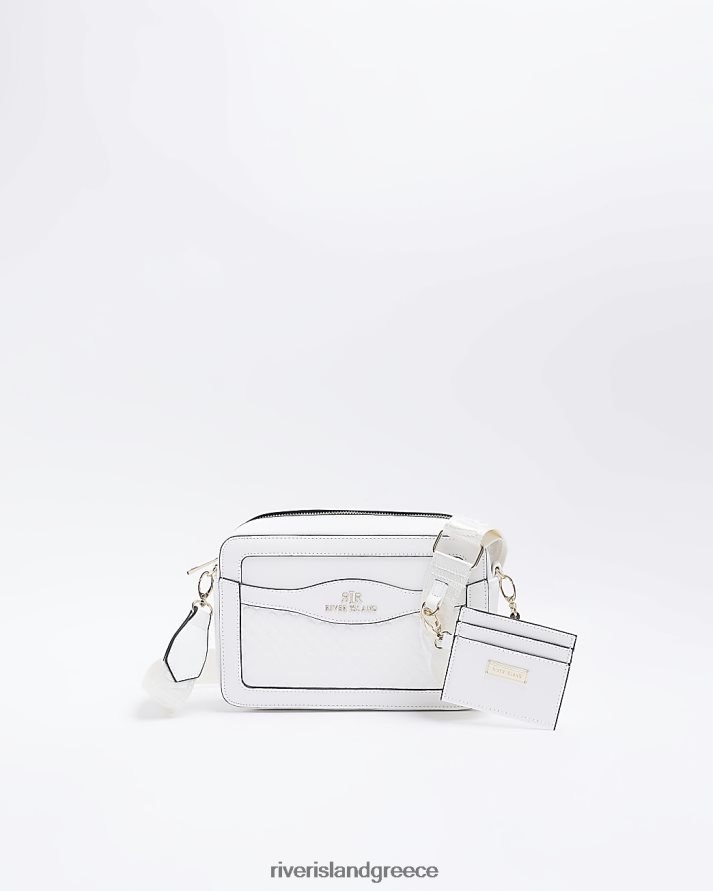 River Island αξεσουάρ άσπρο γυναίκες τσάντα χιαστί με καπιτονέ πάνελ B6N8X330