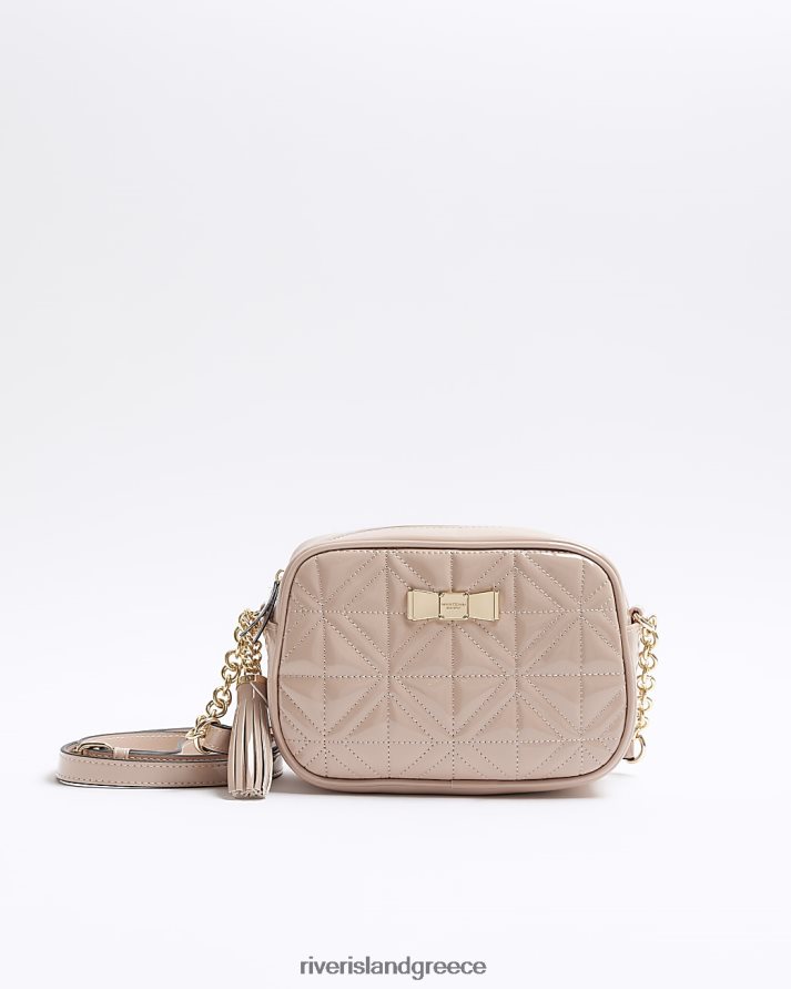 River Island αξεσουάρ ροζ γυναίκες Τσάντα σταυρού με καπιτονέ φιόγκο με λεπτομέρεια B6N8X4077