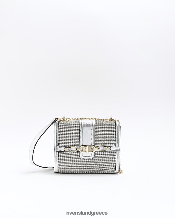 River Island αξεσουάρ ασήμι γυναίκες διακοσμημένη τσάντα χιαστί B6N8X4676