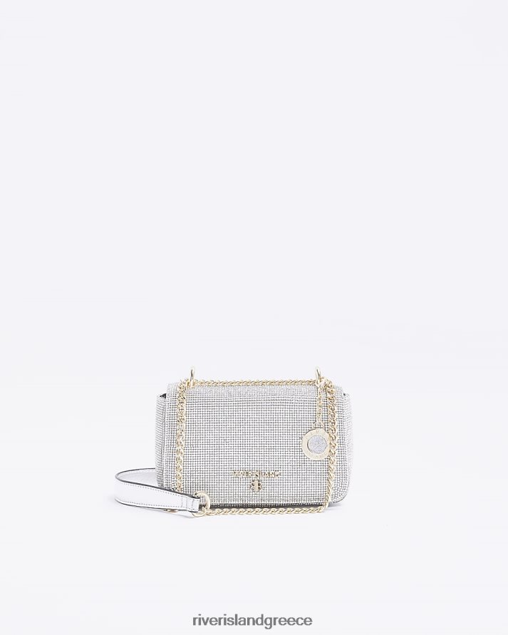 River Island αξεσουάρ ασήμι γυναίκες διακοσμημένη τσάντα χιαστί B6N8X4778