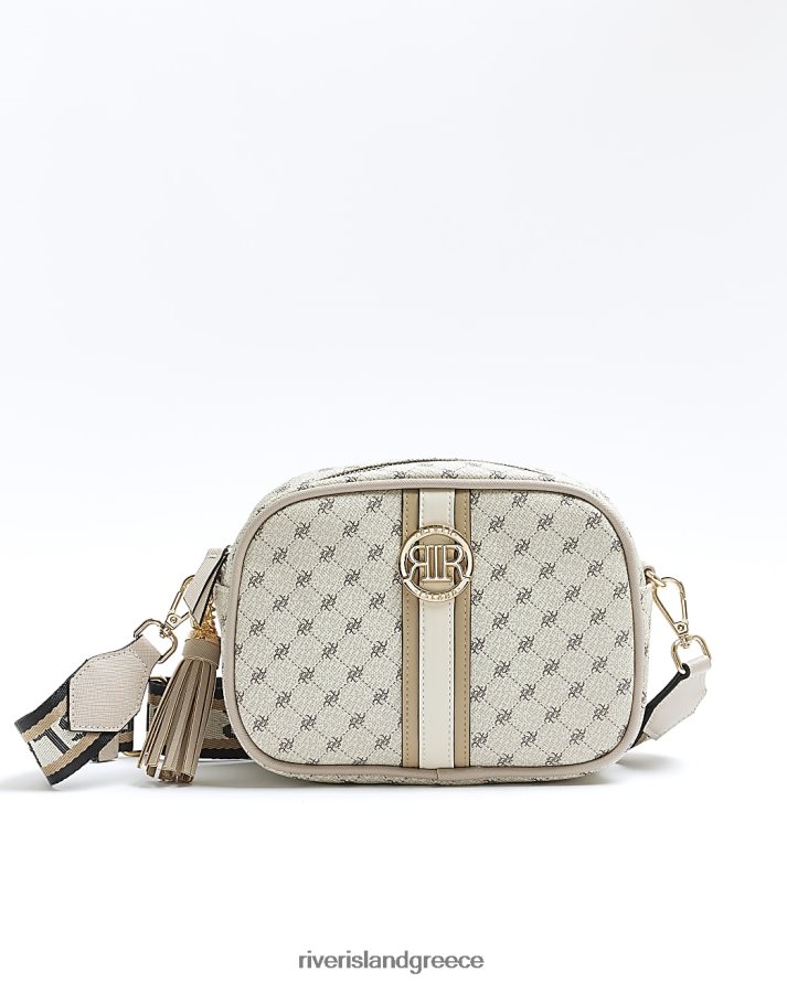 River Island αξεσουάρ γκρί γυναίκες μονόγραμμα χιαστί τσάντα B6N8X932