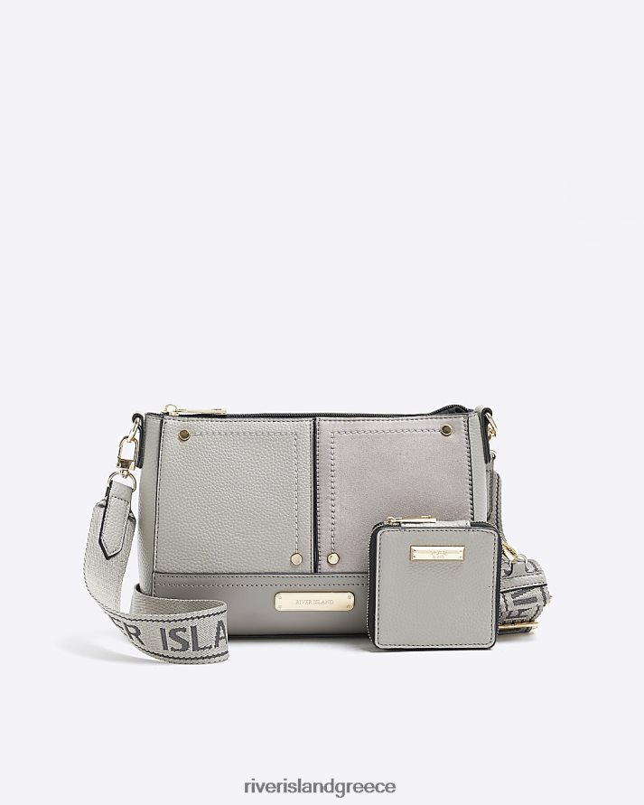 River Island αξεσουάρ γκρί γυναίκες τσάντα χιαστί με επένδυση B6N8X969