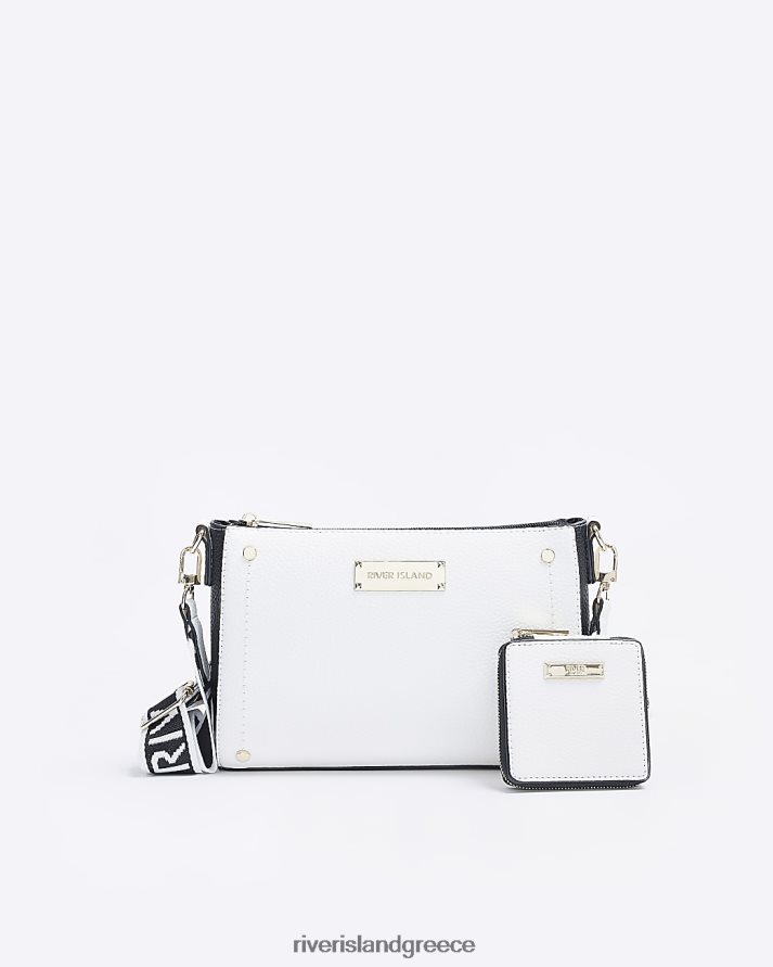 River Island αξεσουάρ άσπρο γυναίκες μονόγραμμα χιαστί τσάντα B6N8X971
