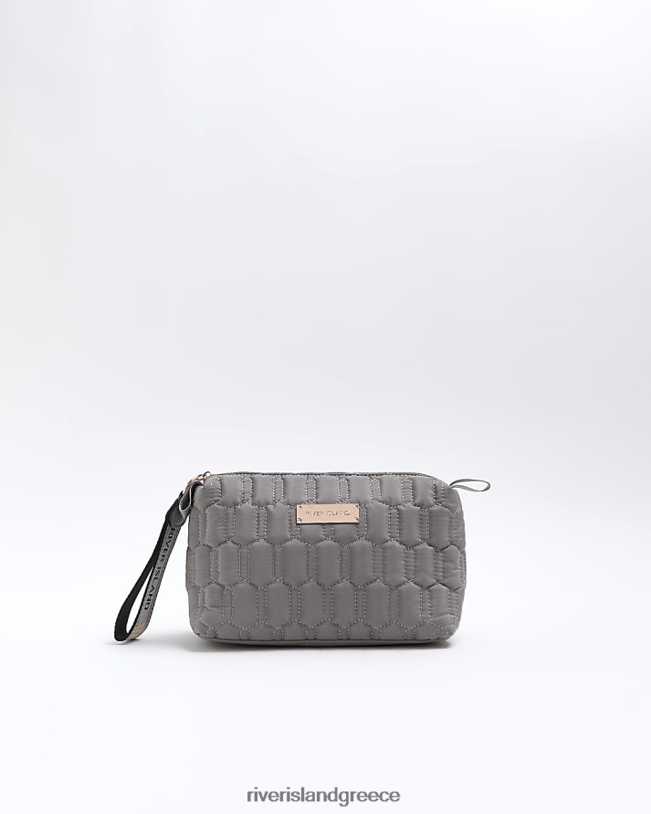 River Island αξεσουάρ γκρί γυναίκες καπιτονέ τσάντα μακιγιάζ B6N8X1426
