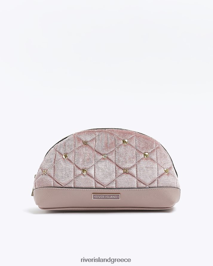 River Island αξεσουάρ ροζ γυναίκες βελούδινη καπιτονέ τσάντα μακιγιάζ B6N8X4376