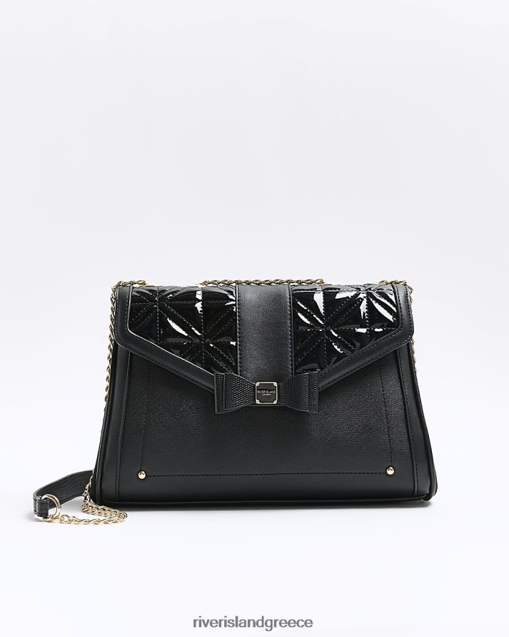 River Island αξεσουάρ μαύρος γυναίκες Τσάντα ώμου με καπιτονέ φιόγκο B6N8X697
