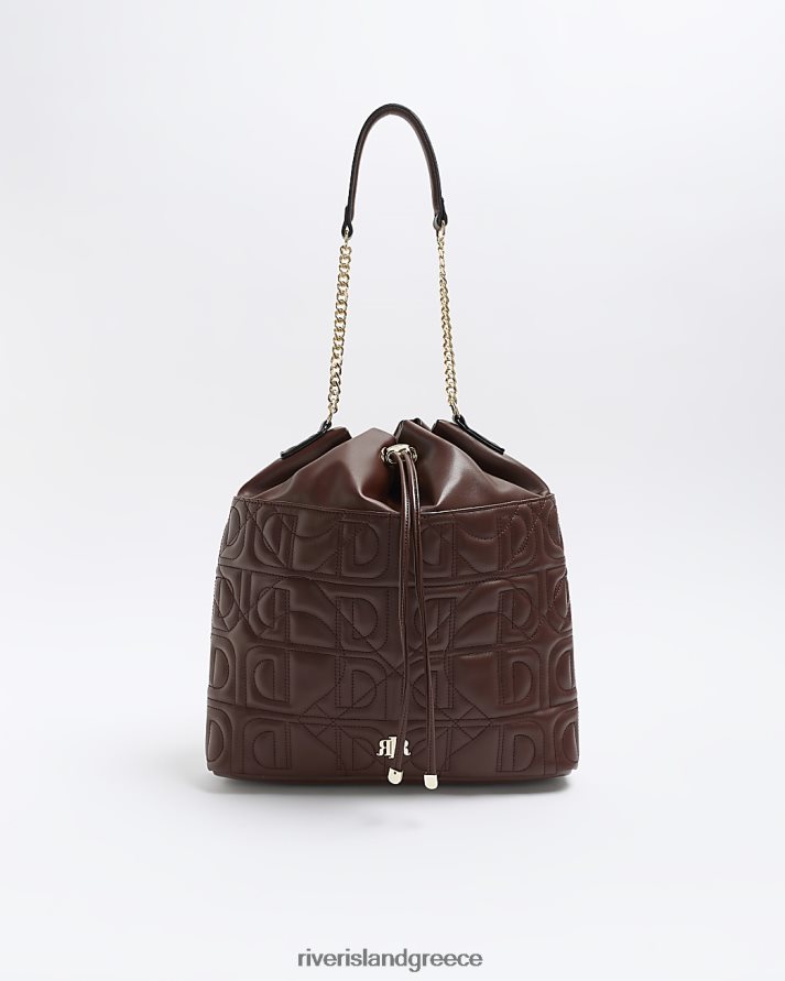 River Island αξεσουάρ καφέ γυναίκες Τσάντα ώμου με ανάγλυφο κορδόνι B6N8X831