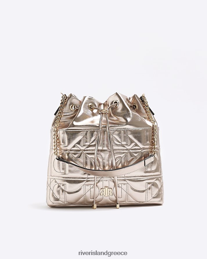 River Island αξεσουάρ χρυσός γυναίκες Τσάντα ώμου με καπιτονέ κορδόνι B6N8X832