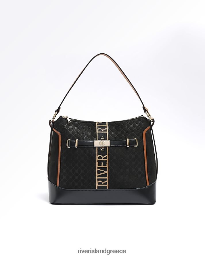 River Island αξεσουάρ μαύρος γυναίκες Τσάντα ώμου με μονόγραμμα B6N8X912