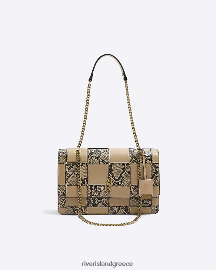 River Island αξεσουάρ μπεζ γυναίκες Τσάντα ώμου με λουράκι αλυσίδας animal print B6N8X521