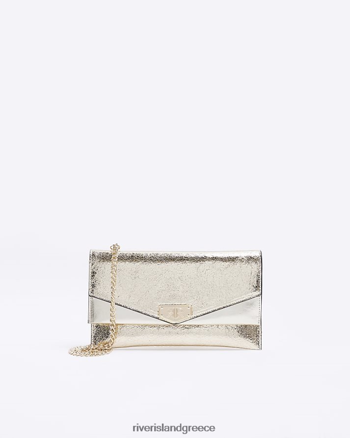 River Island αξεσουάρ χρυσός γυναίκες τσάντα συμπλέκτη με μεταλλική αλυσίδα B6N8X4700