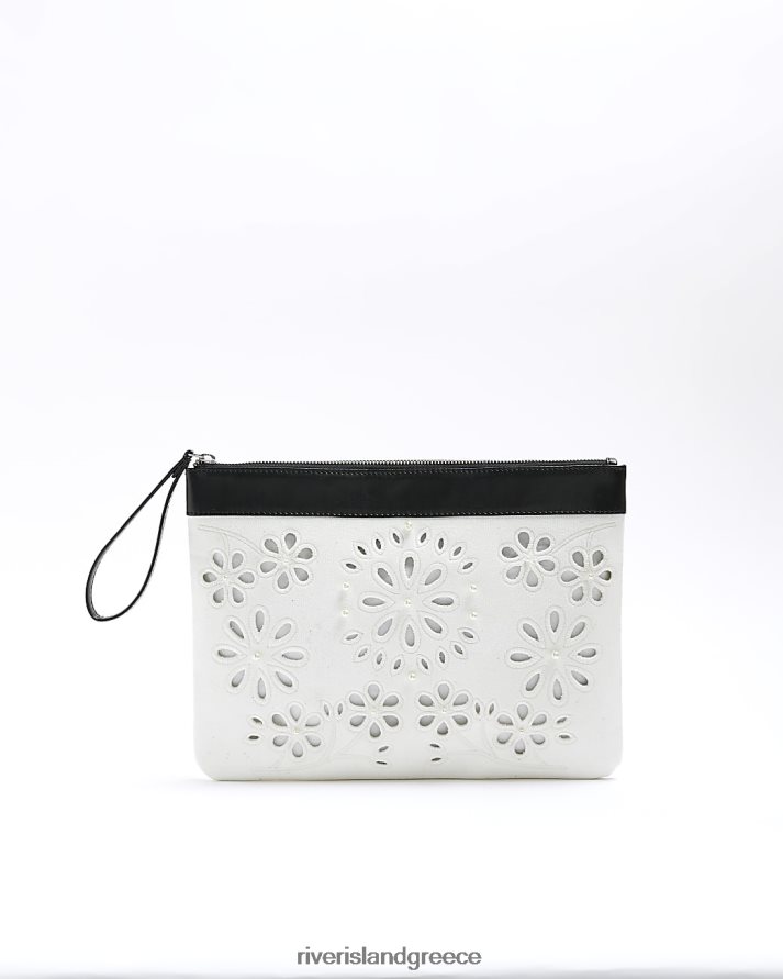 River Island αξεσουάρ άσπρο γυναίκες τσάντα clutch με λουλούδια B6N8X4489