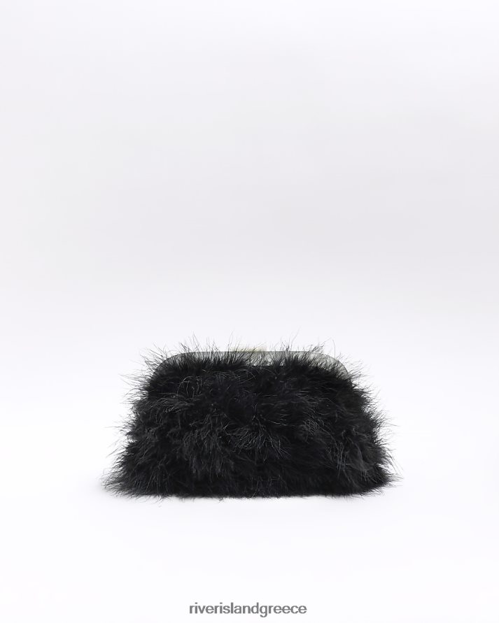 River Island αξεσουάρ μαύρος γυναίκες πουπουλένιο clutch τσαντάκι B6N8X4650