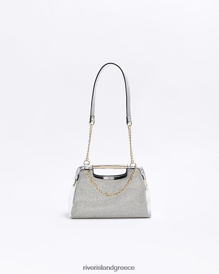 River Island αξεσουάρ ασήμι γυναίκες τσάντα συμπλέκτη diamante B6N8X966