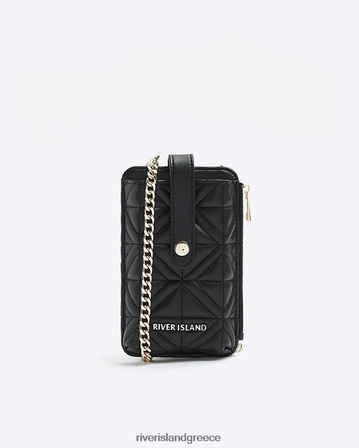 River Island αξεσουάρ μαύρος γυναίκες καπιτονέ τσάντα θήκης τηλεφώνου B6N8X1670