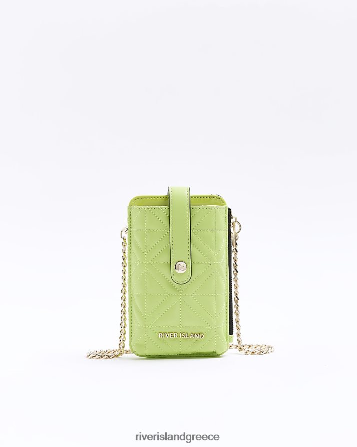 River Island αξεσουάρ πράσινος γυναίκες Τσάντα τηλεφώνου με καπιτονέ λουράκι με αλυσίδα B6N8X1671
