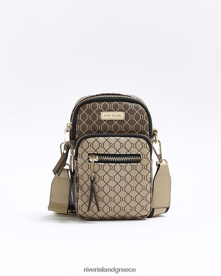 River Island αξεσουάρ καφέ γυναίκες τσάντα μονόγραμμα θήκης τηλεφώνου B6N8X392