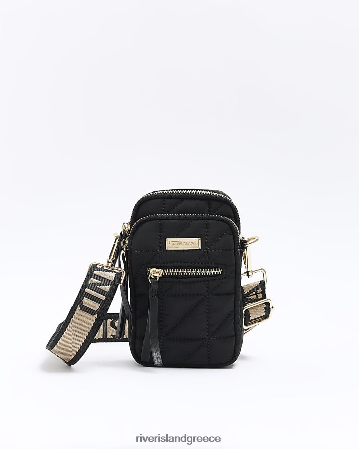 River Island αξεσουάρ μαύρος γυναίκες καπιτονέ τσάντα θήκης τηλεφώνου B6N8X393
