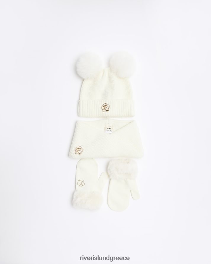 River Island αξεσουάρ κρέμα κορίτσια mg πλεκτό σετ καπέλων B6N8X6753