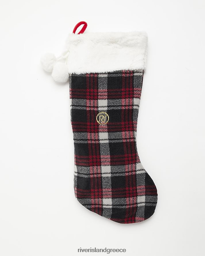 River Island αξεσουάρ το κόκκινο κορίτσια ελέγξτε την οικογενειακή χριστουγεννιάτικη κάλτσα με ψεύτικη γούνα B6N8X6439