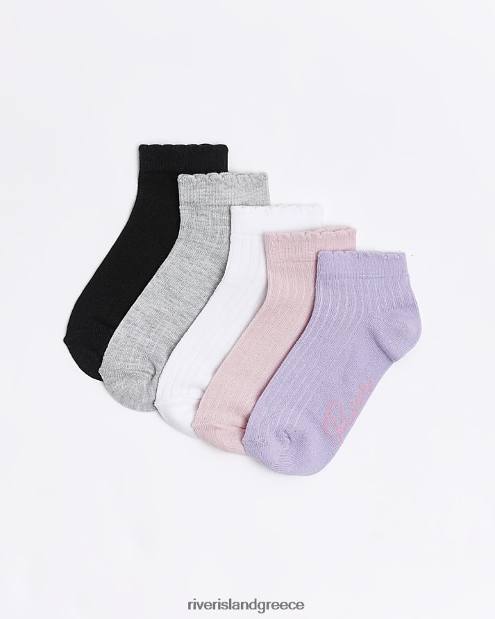 River Island αξεσουάρ μωβ κορίτσια g κάλτσες γυμναστικής 5 πακέτο B6N8X6431
