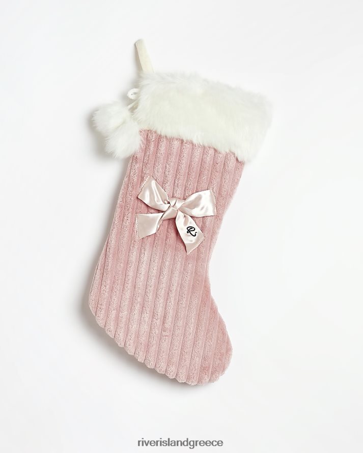 River Island αξεσουάρ ροζ κορίτσια g κάλτσα φιόγκου από ψεύτικη γούνα B6N8X6441