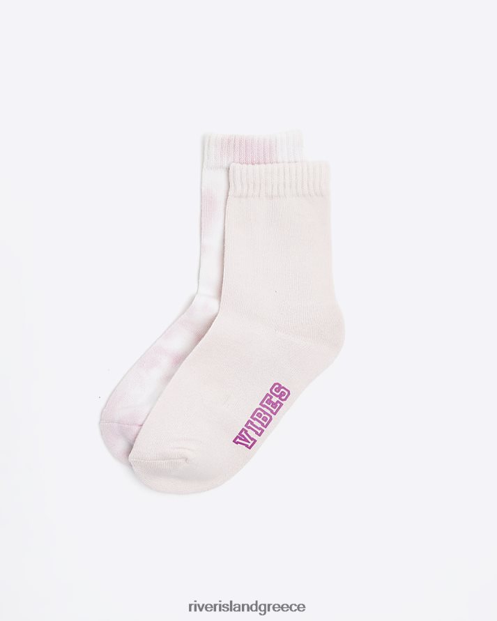 River Island αξεσουάρ ροζ κορίτσια g tie dye tube κάλτσες 2 πακέτο B6N8X6427