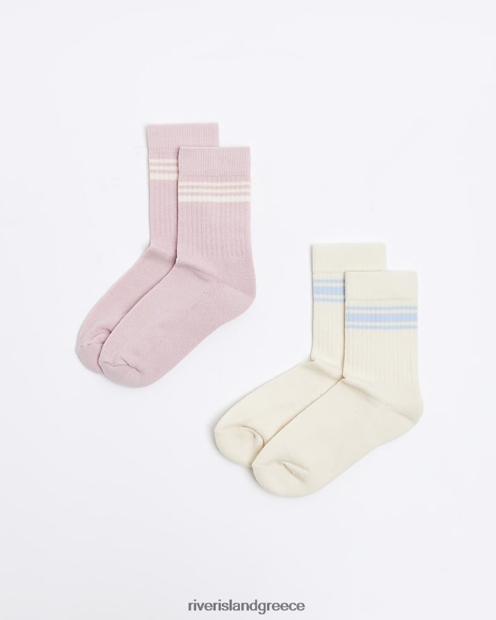 River Island αξεσουάρ ροζ κορίτσια g varsity κάλτσες 2 συσκευασίες B6N8X6435
