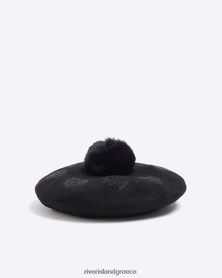 River Island αξεσουάρ μαύρος κορίτσια g καρδιά μπερέ B6N8X3419