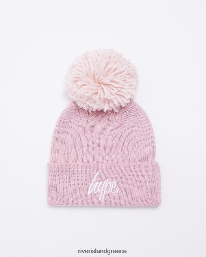 River Island αξεσουάρ ροζ κορίτσια g hype logo pom pom beanie καπέλο B6N8X6459