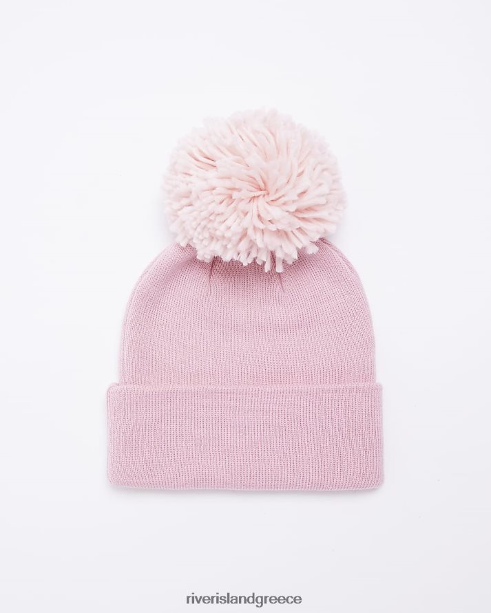 River Island αξεσουάρ ροζ κορίτσια g hype logo pom pom beanie καπέλο B6N8X6459