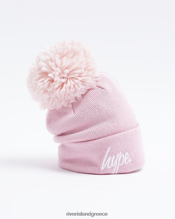 River Island αξεσουάρ ροζ κορίτσια g hype logo pom pom beanie καπέλο B6N8X6459