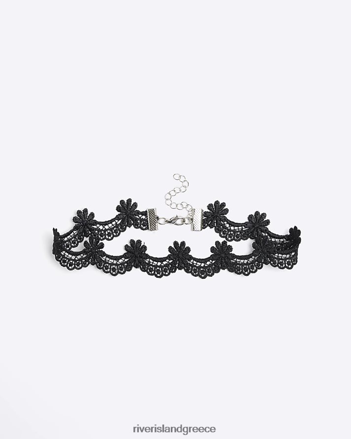 River Island αξεσουάρ μαύρος κορίτσια κολιέ δαντέλα choker B6N8X6407