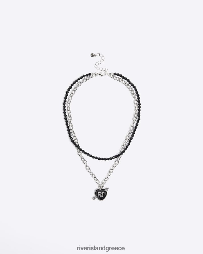 River Island αξεσουάρ ασήμι κορίτσια g κολιέ πολλαπλών γραμμών καρδιάς B6N8X6406