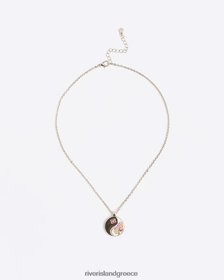 River Island αξεσουάρ χρυσός κορίτσια g χρωματιστό κολιέ γιν και γιανγκ B6N8X6410