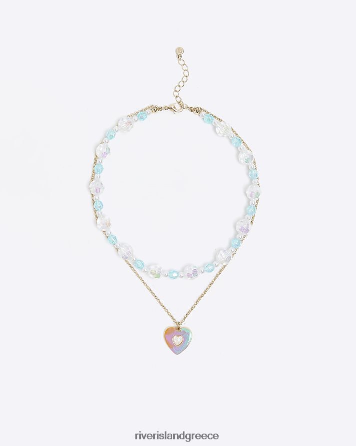 River Island αξεσουάρ ασήμι κορίτσια g χρωματιστό κολιέ με χάντρες B6N8X6413